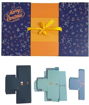 Befüllbare Adventskalender, 24 Tage, Weihnachtsgeschenk-Organizer, elegante saisonale Dekoration, wiederverwendbare Aufbewahrungsbox, Pa