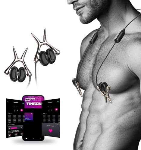 TINGON Nipple Clamps Vibrators Adult Toys for Women Men, Hidden Design APP Electric Nipple Vibrator Sex Toys, 12 Vibration Modes BDSM Sex Toýs Ear Testicles Clitorise Stimulator Couples Vibabrator