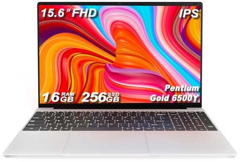 15.6 Inch Backlit Keyboard Laptop, DDR3 16GB SSD 256GB, Celeron 6500Y Processor (Up to 3.4GHz), with Fingerprint Recognition,WiFi,USB 3.0, Webcam, HDMI, Ultral Light Laptop for Students and Business
