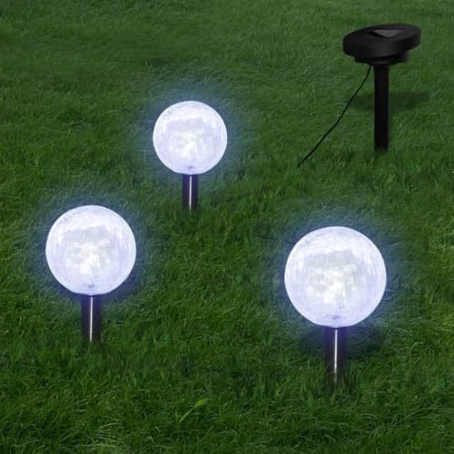 Genérico Lámparas de Bola jardín LED Anclajes y Paneles solares 3 uds,Casa y jardín,Iluminación,Iluminación de Exterior,40870