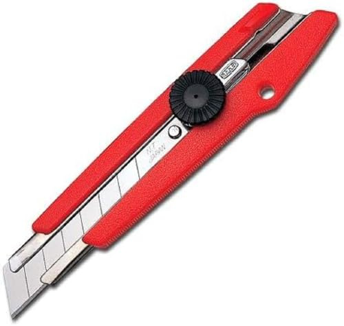 NT Cutter Cuttermesser L-500 P rot (Cutter-Messer mit Rädchen, 18 mm Abbrechklinge, Abbrechhilfe, Universalmesser) 489942