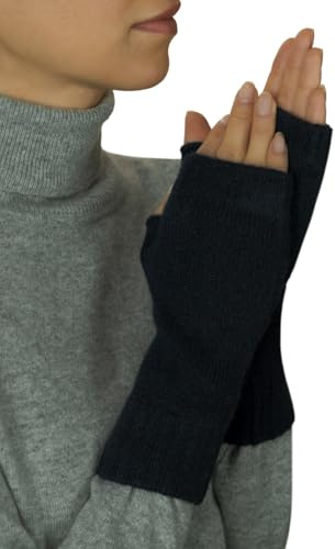 Lona Scott Womens cashmere fingerless mitts, Black