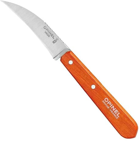 Opinel Couteau à légumes pour adulte en acier inoxydable Sandvik avec manche en bois de hêtre orange