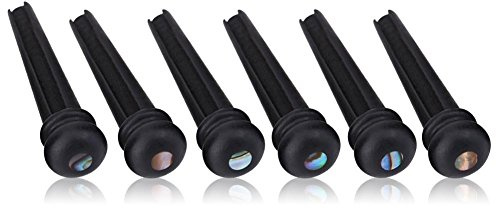 Gitarre Bridge Pins, 6 Stück Ebenholz, mit Abalone Shell, Folk Guitar Accessoires, für 6-Zeits Akustische Gitarre, für Musiker, Gitarristen und Sammler