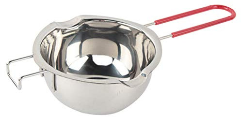 Kerzen Schmelztopf 400ml, Chokoladen Schmelztiegel Edelstahl 304, Schmelzschale mit 2 Ausgüssen, für Schokolade Zucker Butter Käse Karamell Kerzen, mit Hitzebeständigem Griff