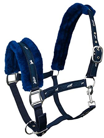 York Halfter Softy mit Plüschpolsterung Stallhalfter Pferdehalfter Teddyfleece (Pony, blau)