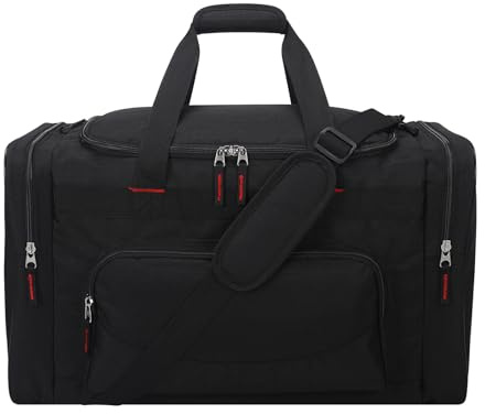 Sport Holdall Duffle Bag 55L Gym Duffle Bag with Shoulder Strap Overnight Weekender Bag for Men and Women (Black, 55L)