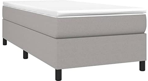 vidaXL Boxspringbettgestell, Polsterbett Bett für Schlafzimmer, Bettrahmen mit Lattenrost, Schlafzimmerbett Einzelbett, Hellgrau 90x200cm Stoff