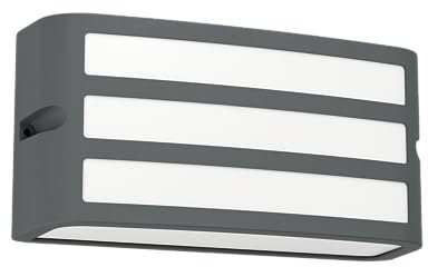Eglo Applique murale extérieure Camarda, lampe de façade rectangulaire, luminaire d‘extérieur en métal anthracite, éclairage avec douille E27, IP54