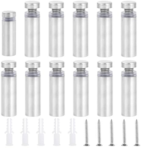 Gueenky 40 separadores de acero inoxidable tornillo publicitario, 12 x 30 mm, tornillos de publicidad, espaciadores de cristal, soporte para carteles, espaciadores de pared, tornillos para montar