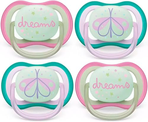 Philips Avent Ultra Air Night Schnuller für Babys von 0-6 Monate, 4 Stück, inklusive Transport- und Sterilisationsbox