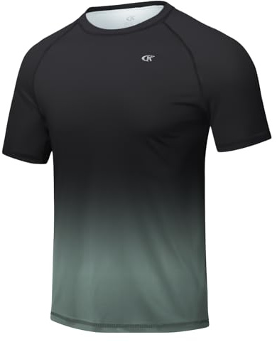 Huayuzh UV skjorta för män rashguard t-shirt simning skjorta snabbtorkande lätt andas surfing fiske vandring topp