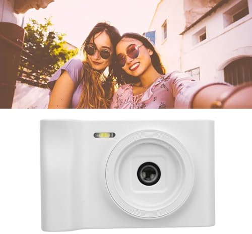 Digitalkamera 20 MP 1080P-Videokamera mit 8-fachem Zoom, für Reiseerinnerungen, Selfies und Vlogs, Geeignet für und Anfänger, Kunststoffmaterial (White)