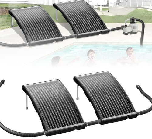 XINZI Pack of 2 Sonnenkollektor Pool Solarkollektor Poolheizung Solar 111,5 x 65 x 30 cm Gebogen Panel Solarheizung Heizung Solaranlage für Warmwasser Schwimmbad Pool Gartendusche, Schwarz