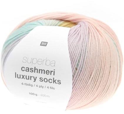 Rico Design Pelote de Laine à Chaussettes Superba Cashmeri Luxury Socks 4 Fils - 100g Douceur et Luxe pour Vos Pieds