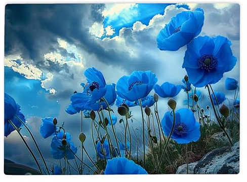 Shopagift Blue Flowers Scenery Glass Chopping Board Large Kitchen Worktop Saver 39cm x 28cm