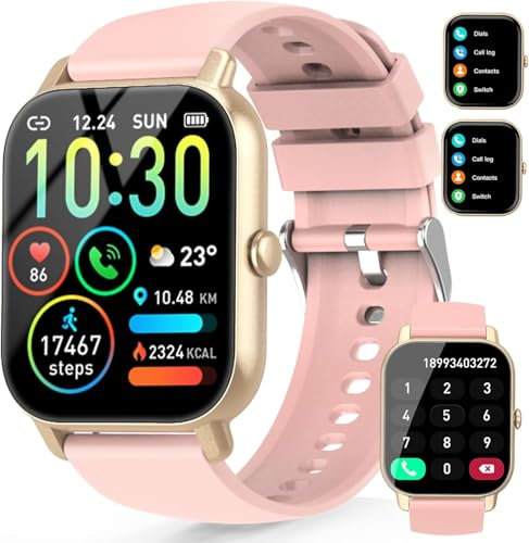 Smartwatch für Herren und Damen, 1,85 Zoll Smartwatch, Anrufe, Bluetooth, Fitness-Tracker mit Schrittzähler, Schlaf-Herzfrequenzmesser, 112 Sportmodi IP68, wasserdicht, Smartwatch für iOS Android