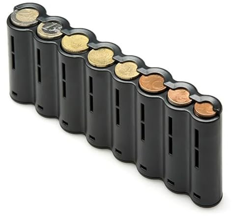 Euro-Münzenspender mit Geldschein, Gürtel und Organizer - Münzhalter, Schwarz, 8 monedas, Münzsortierer