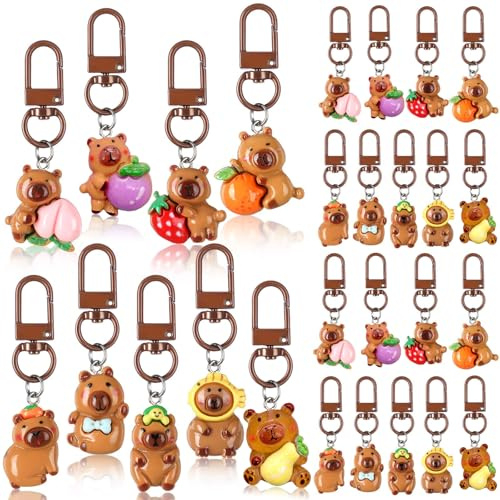 Dermalyx 30 stycken söta capybara nyckelringar söta accessoarer väska hänge för kvinnor vänner Capybara harts nyckelring presenter födelsedag