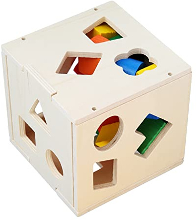 Jouet de de Formes Géométriques en Bois, Bloc de Construction à 15 Trous, Boîte à Cubes, Jouet éducatif pour Enfants