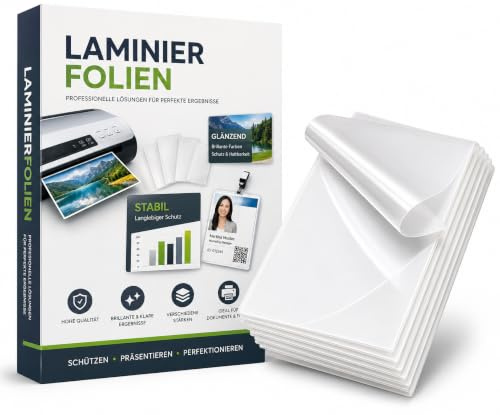 100 x tjocka lamineringsfilmer för foliering – lamineringsfickor DINA4 – glänsande – transparent 100 stycken – transparent för att skydda dokument
