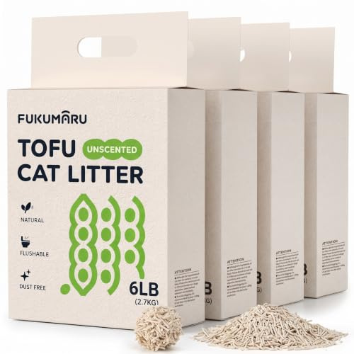 FUKUMARU Tofu-Kattsand, 10,8 kg / 24 l – Doftfri & Parfymfri, Snabb Klumpbildning, Överlägsen Luktkontroll, Lågt Damm, Naturlig Spolbar Växtbaserade Pellets