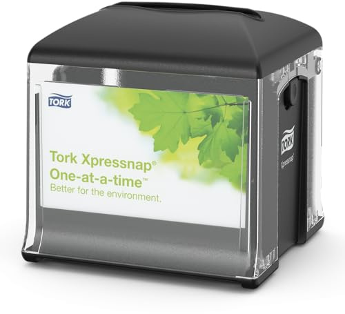 Tork 272808 Xpressnap Snack Serviettenspender / N10 Tischspender in Schwarz für Spenderservietten / 4 x Falttuch-Spender / 15,7 x 14,9 x 14,9 cm (H x B x T)