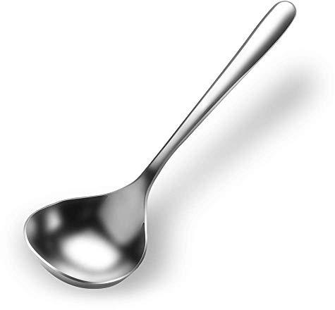 Qualizon 18/8 Stainless Steel Mini Ladle - Deep Soup Spoon & Ramen Spoon - 6.7inch Short Handle
