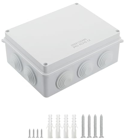 LeMotech ABS Plastic Dustproof Waterproof IP65 Junction Box Universal Electrical Project Enclosure White 7.8 x 6.1 x 3.1 inch (200 x 155 x 80 mm)