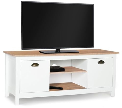 IDMarket - Meuble TV 113 cm Campagne ISIS Bois et Blanc