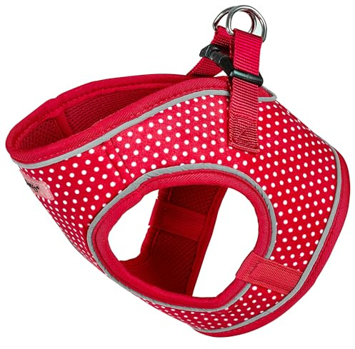 Bunty Voyage Dog Harness, Large - Anti Pull, Escape Proof Harness, Lightweight & Durable, Reflective Trim, Breathable Padded Mesh, Easy Fit, Lead Attachment - Large, Polka Dot