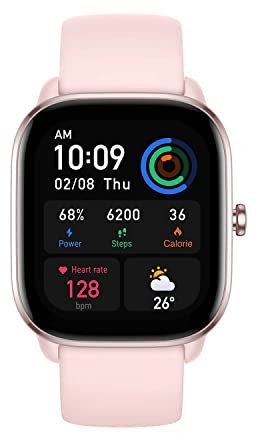 Amazfit GTS 4 Mini Smartwatch con Alexa Incorporada Monitorización de Ritmo Cardíaco y Oxígeno Sanguíneo 24H 5 Sistemas de Posicionamiento por Satélite 120+ Modos Deportivos 5 ATM Fitness Tracker