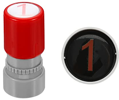 PATIKIL 16mm Number Stamps, Character Numeral 1 Plastic Ink Stamp Self Inking for Classroom Scrapbooking, Red
