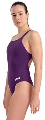 ARENA Damen Team Swim Pro Solid FL Badeanzug, Pflaume/Weiß, 20