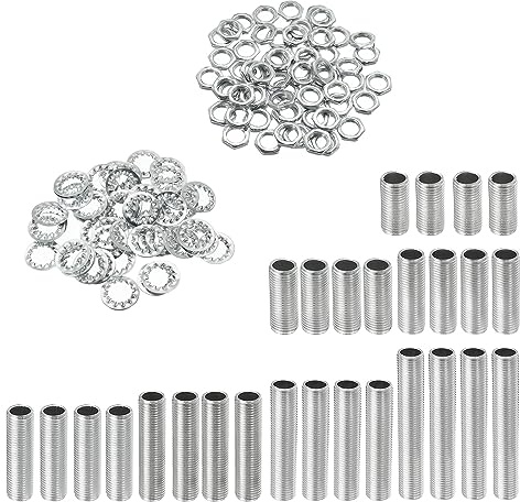 YOKIVE 126 Kit Tubi per Lampade Assortimento Viti Esagonali Filettate M10 con Dadi Bloccaggio Rondelle Ideale per I Progetti Bricolage Plafoniere