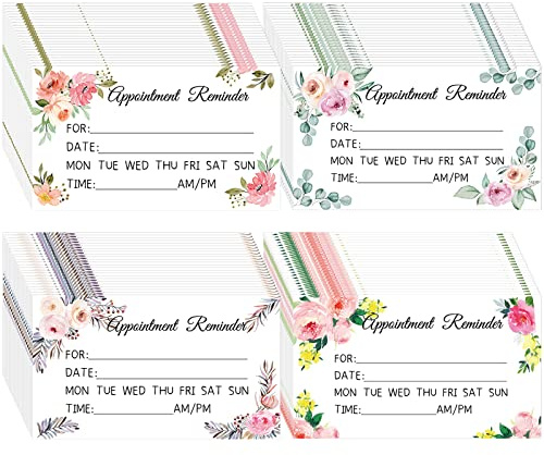 Ctosree 400 Pcs Appointment Reminder Cards, 4 Styles Client Appointment Cards Bulk for Hair Salon Business Dental Office Nail Spa Massage Dog Grooming Restaurant 3.54 x 1.97 in