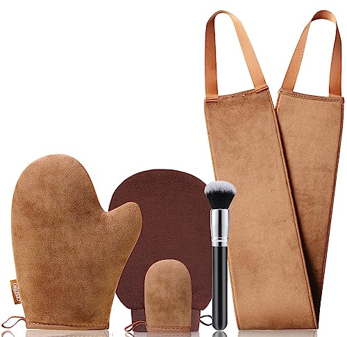 5 in 1 Self Tanning Mitt Self Tan Mitt Glove Fake Tan Mit Tanning Gloves Tanning Brush Back Tanner Applicator Lotion Applicator for Back Tanning Mitts