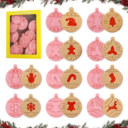 Stampini Biscotti Natalizi 3D, Dwafill Formine Biscotti di Natale 3D Plastica, Stampi Biscotti Natale 3D, Formine per Biscotti Natalizi Plastica, Tagliabiscotti Natalizi 3D (F)