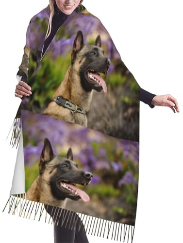 Animaux de compagnie Malinois belge Chiens Malinois belge, châles en cachemire, écharpes à franges d'hiver pour femmes, étole légère