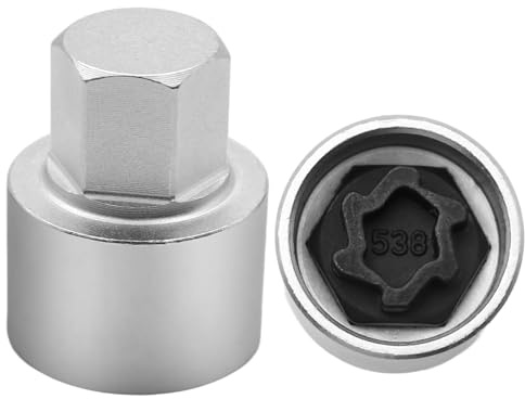 WYFXY Adaptador de cerradura de llanta de plata 538, adaptador para cerradura de rueda, llave, candado de rueda, llave de bloqueo de rueda para llantas VW (538)