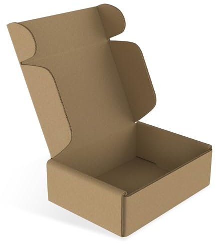 LILIIN 20 stycken förpackningslådor, hopfällbara lådor, platt kartongbox, tillverkad av wellpapp för vardsändning, brun maximal brevlåda, för flyttförvaring, presentförpackning, 150 x 100 x 40 mm