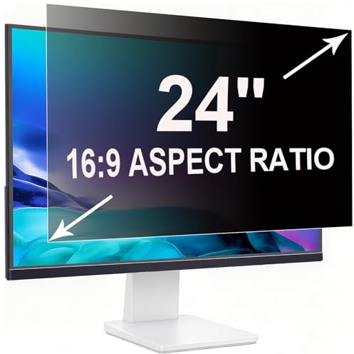 RUORD Pellicola Privacy 24 Pollici 16:9 (53.1x29.9cm) Monitor - Filtro Privacy Schermo Luce Blu & Anti-Riflesso, Rimovibile | Filtro Privacy PC per Ufficio