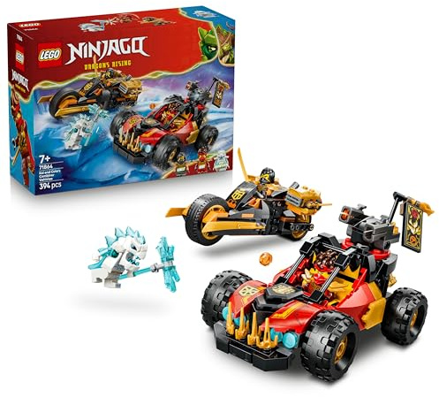 LEGO NINJAGO Veicoli Combinanti di Kai e Cole - con Macchina e Moto Giocattolo e 3 Minifigure tra cui Kai e Cole con Katana - Idea Regalo per Bambini da 7 Anni Fan di La Rivolta dei Draghi - 71864