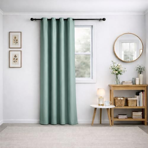 Generico Artincasa Tende Oscuranti per Interni 140x200 cm – Pannello Singolo con Occhielli, Effetto Oscurante e Isolante Termico, Tenda Elegante per Camera da Letto, Soggiorno e Ufficio, Grigio Verde