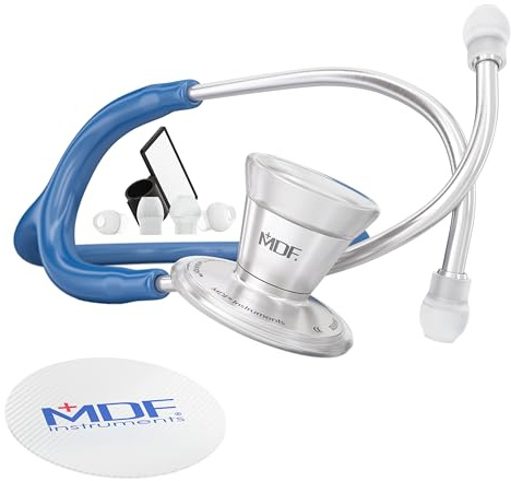 MDF® Classic Cardiology Stetoscopio della a due superfici, con testina e archetto auricolare in acciaio inox - Blu reale (MDF797-10)