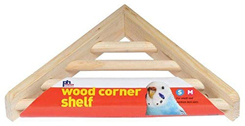 Prevue Pet Products Wood Corner Shelf Platform for Bird Cages - Ladder Perch Ideal for Parakeets, Canaries, Cockatiels, Lovebirds, and Conures, Mounted Wooden Bird Perches - Small & Medium Birds