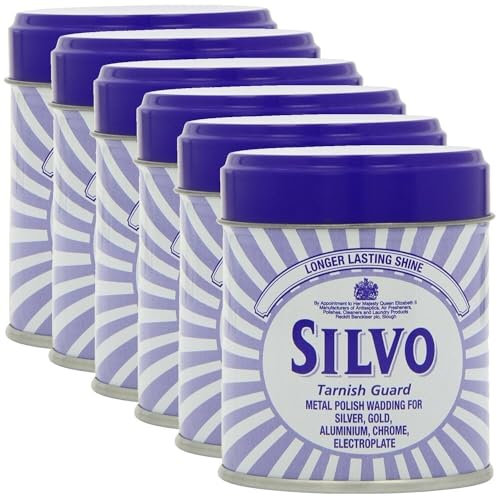 6 x Silvo Wadding Duraglit Polish Silver Gold 75g Tins by Silvo