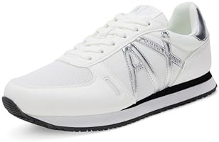 ARMANI EXCHANGE Rio Retro Running, Sneaker Donna, White Silver, 36 EU
