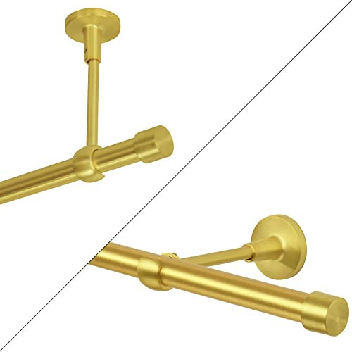 Gardinenstange 1 läufig Vorhangstange 19mm Gold-Matt Messing Antik Vintage-Look Retro-Stil 240 Endkappe Wand/Deckenbefestigung