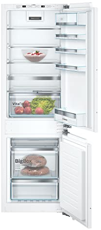 Bosch KIN86AFF0 Serie 6 Einbau-Kühl-Gefrier-Kombination, 177,5 x 56cm Nische, 187L Kühlen+67L Gefrieren, Flachscharnier, Made in Germany, VitaFresh plus 2x längere Frische, NoFrost nie wieder abtauen